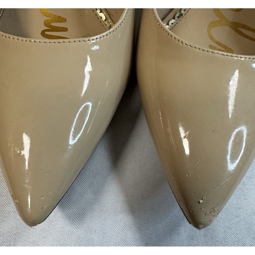 Women's HAZEL PUMP NUDE NEUTRAL PATENT SAM EDELMAN HEEL SHOES SIZE 10.5 STILETTO - Picture 4 of 8